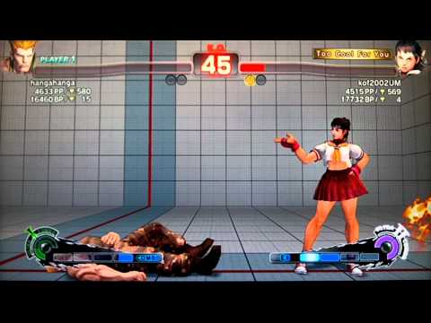 SSF4 AE:2012 hangahanga (Guile) vs kof2002UM (Sakura)