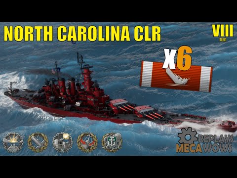 North Carolina CLR 6 Kills & 169k Damage | World of Warships Gameplay