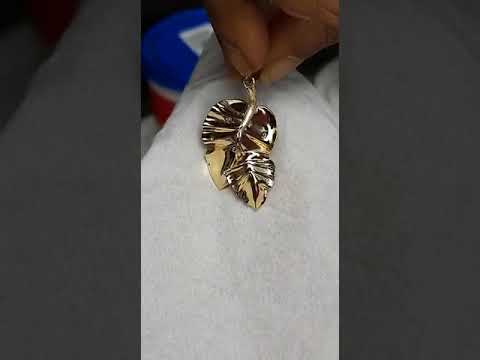 Real diamonds oval leaf diamond pendant with meena work