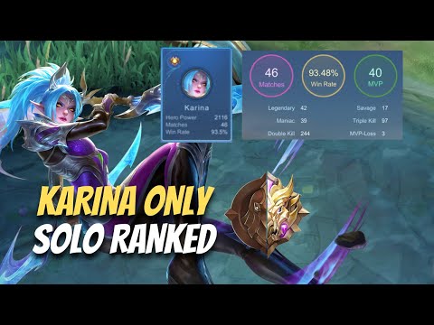 94% WINRATE! KARINA ONLY WARRIOR TO MYTHIC SOLO RANKED | Mobile Legends