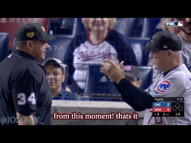 Joe Maddon protests the game because Sean Doolittle taps the ground in his delivery, a breakdown
