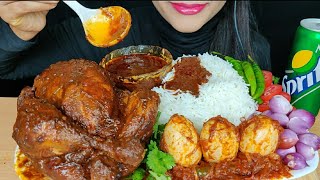 ASMR:EATING SPICY WHOLE CHICKEN CURRYEGGMASALA WIT