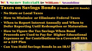 Taxes on US Savings Bonds (I Bonds and EE Bonds), In-Depth