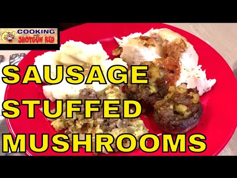 Stuffed Mushrooms with Sausage Dressing - Delicious and Simple to make!