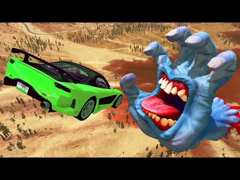 High Speed Cars Jumping Into Hand With Mouth - Screaming Hand | BeamNG Drive