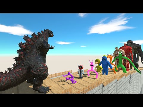 Shin Godzilla vs Rainbow Friends DEATH FALL - Animal Revolt Battle Simulator