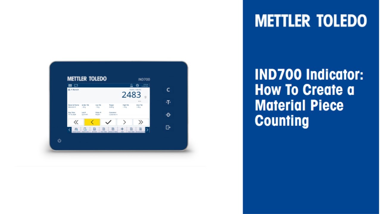 IND700 Indicator: How to Create a Material for Piece Counting