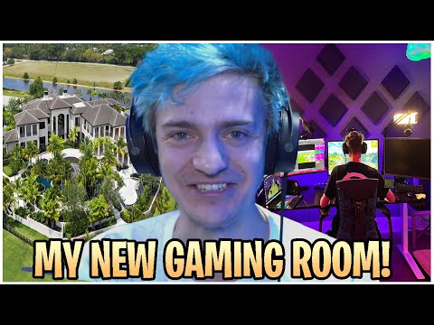 Ninja Reveals His New Gaming Room At His Brand New House & Gets His First Win! - Fortnite