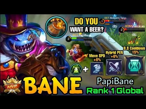EPIC BANE !! BANE WITH SUPPORT EMBLEM - TOP 1 GLOBAL BANE by Papibane - mobile legends