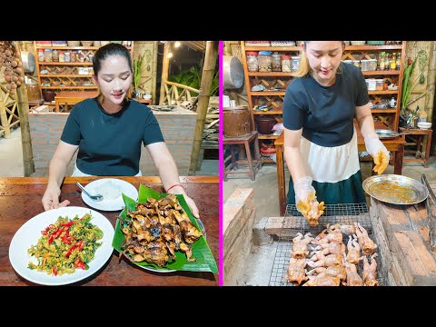 Pregnant chef prepare frog recipe with country style - Cooking with sros