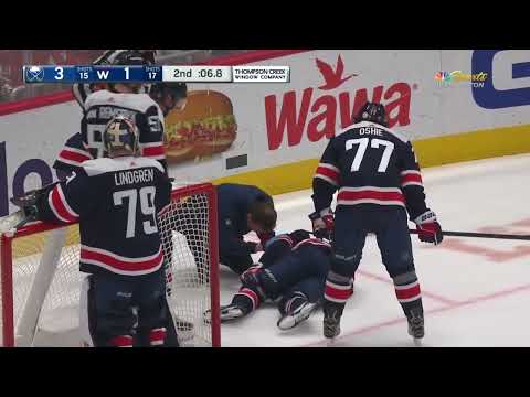 Rasmus Sandin hurt on shot block