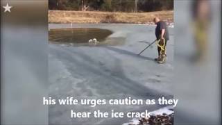 Man rescues dog from pond