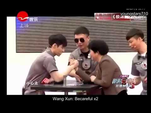 [ENGSUB] Lay+Sun Hong Lei+Wang Xun Arm Wrestling - Go Fighting Cut
