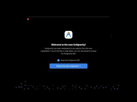 Update screen from the Antigravity IDE to Antigravity 2.0.