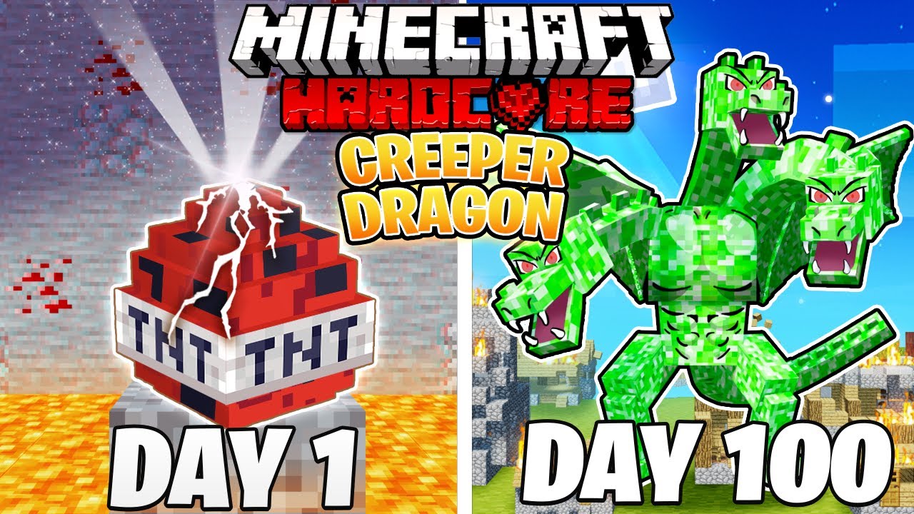 I Survived 100 DAYS as a CREEPER DRAGON in HARDCORE Minecraft!