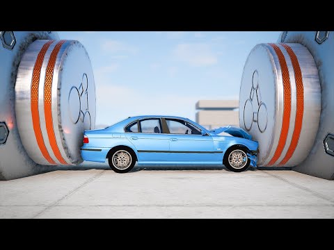 Giant Bollards Press vs Cars – BeamNG.Drive