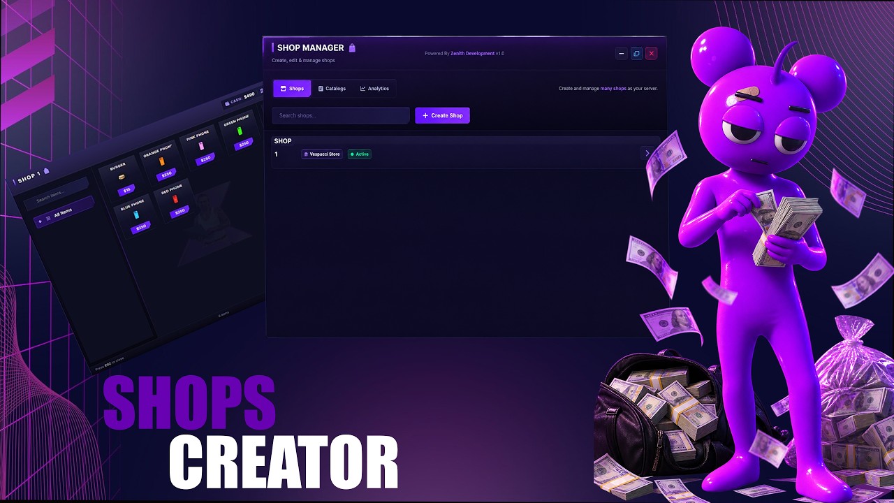 Zenith Shops Creators | Fivem Scripts | (QBOX,QBCORE,ESX) - Video