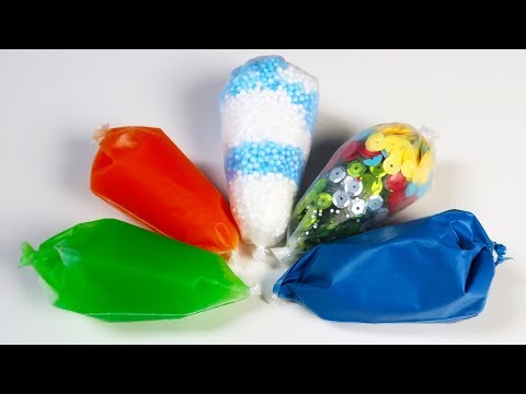 Slime With Mini Pipping Bags ! Making Crunchy Slime ! Most Satisfying Slime Video Video