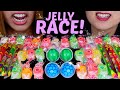 ASMR JELLY RACE Rainbow Jewel Jelly Candy Watermelon Gummy Blue Raspberry Gummy Jelly Noodles 먹방