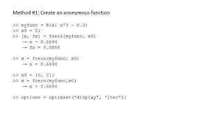 Numerical Modeling: Topic 2.6 - Solving one nonlinear equation using MATLAB's fzero function
