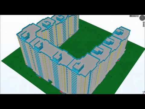 Монолитный 10-секционный жилой дом в Tekla Structures