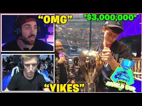 Streamers React to BUGHA *WINNING* Fortnite World Cup! WORLD BEST SOLO PLAYER *$3,000,000*