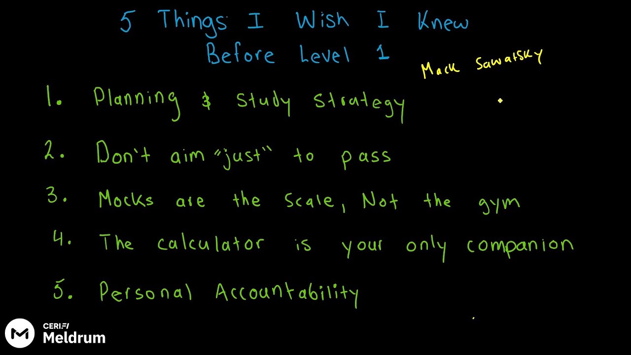 5 Things I Wish I Knew Before CFA Level 1
