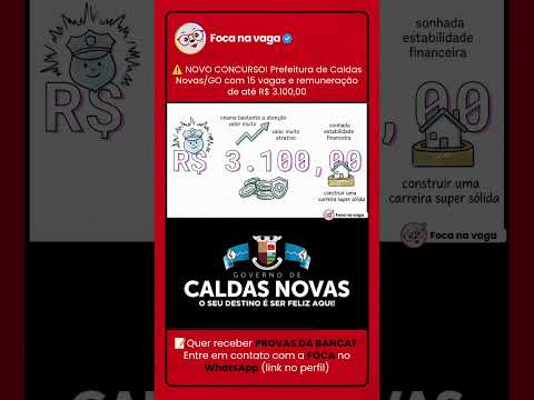 CONCURSO PÚBLICO DA PREFEITURA DE CALDAS NOVAS/GO: EDITAL PUBLICADO NO SUL GOIANO!