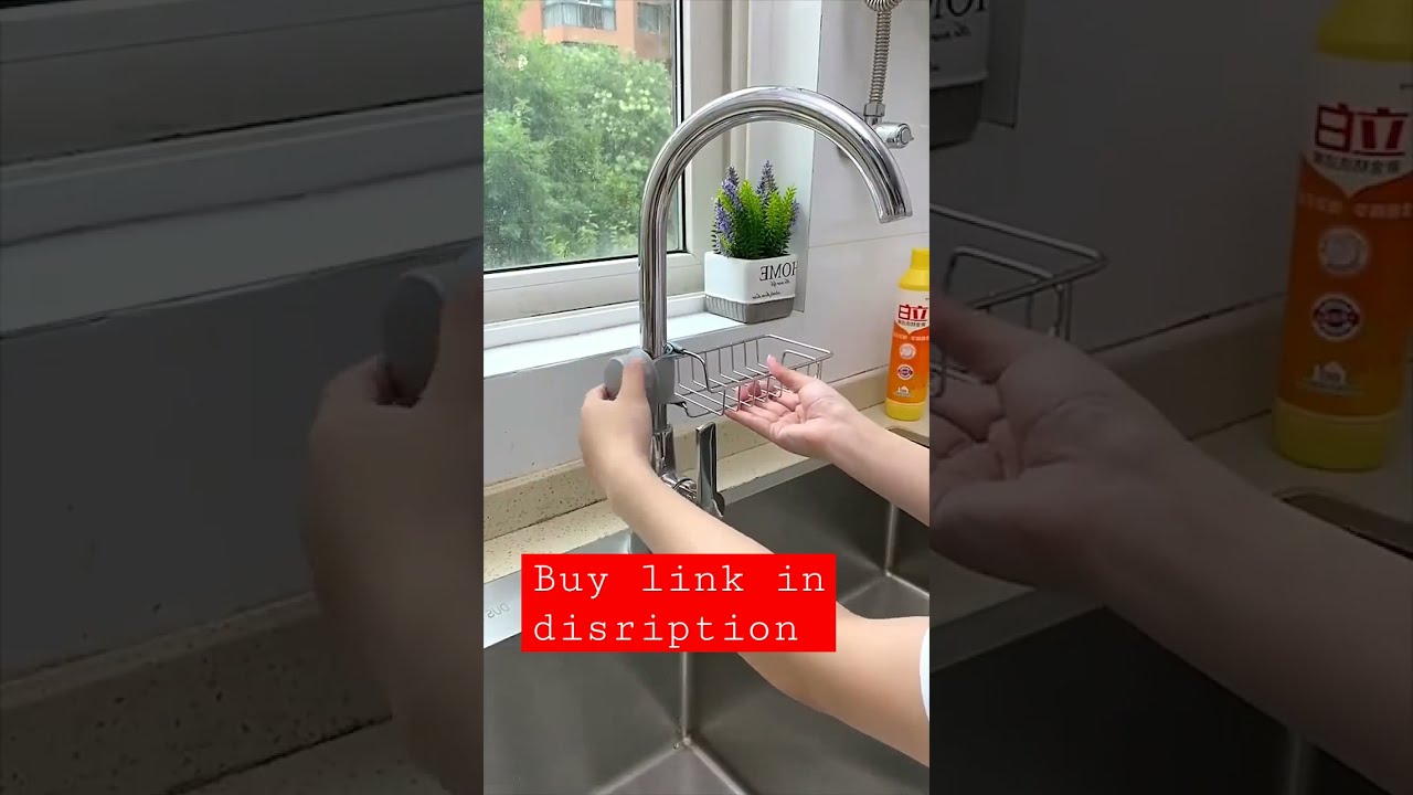 Stainless Steel Adjustable Faucet Sponges, Soaps, Scrubbers Rack Holder for Kitchen Sink