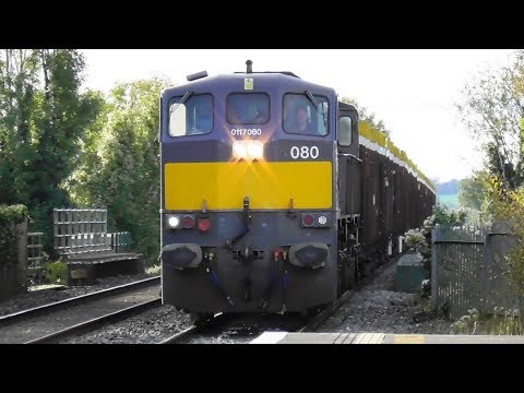 Irish Rail 071 Class loco 080 on Laden Timber Train - Monasterevin Station