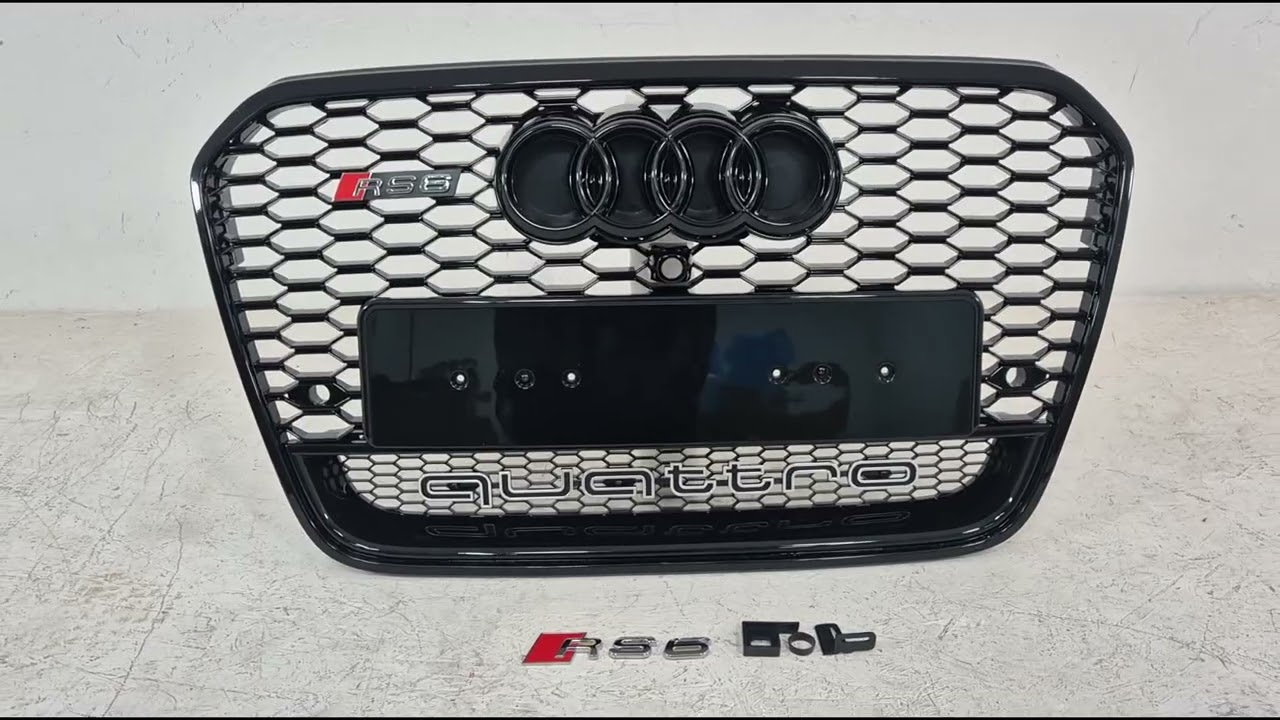 Audi A6 C7 2011–2018 Przedni czarny grill w stylu RS z napisem Quattro (2011-2014, pod kamerę) Wideo 8