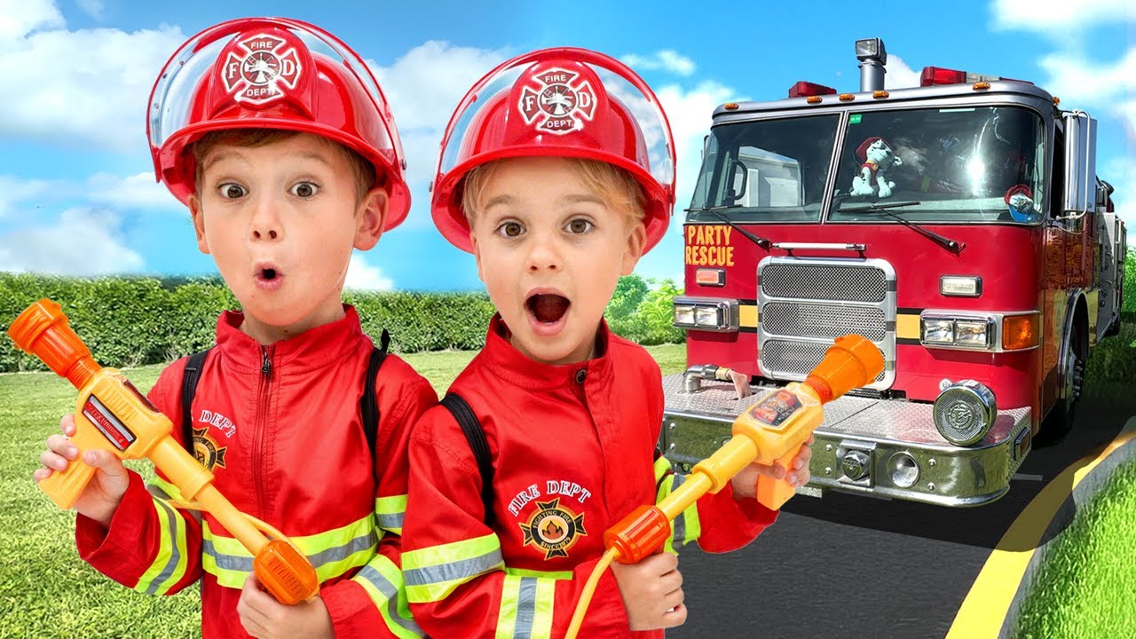 Kids pretend play firefighter - Fire Truck Rescue Missions