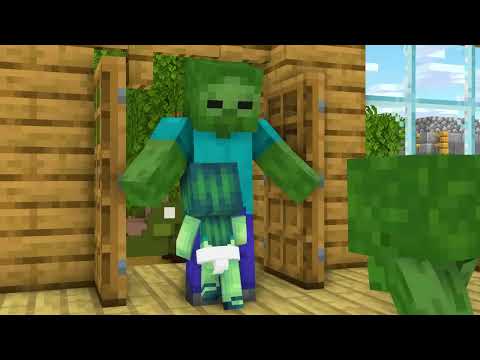 Monster School || BABY ZOMBIE HAPPY and UNHAPPY BABY ZOMBIE || Minecraft Animation