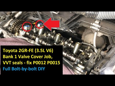 Toyota 2GR-FE Valve Cover Gasket Rear Bank 1, VVT OCV seals fix for P0015 P0012, 2013 Sienna 3.5L V6