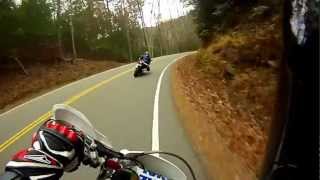 preview picture of video 'old footage from deals gap Sid-r1 being followed by Andy-crf450 supermoto'