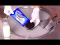 How To Turn A GIANT OREO Ice Cream Sandwich Into Ice Cream Rolls ASMR No Talking
