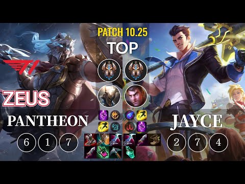 T1 Zeus Pantheon vs Jayce Top - KR Patch 10.25