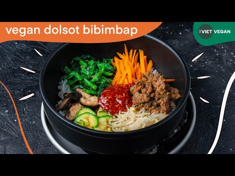 Vegan Dolsot Bibimbap with bulgogi “beef” and mushrooms