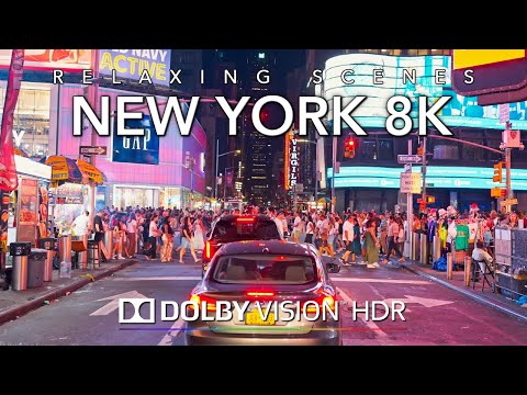 Driving Relaxing New York City at Night 8K Dolby Vision HDR