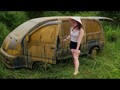 Timelapse:It took the girl 10 days to repair, restore and transform a 7-seat car into a mobile home