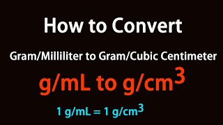 How to Convert Gram/Milliliter to Gram/Cubic Centimeter