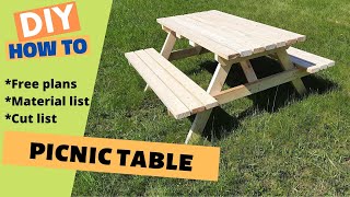 DIY picnic table - With free plans (drawing) and material list (metric)