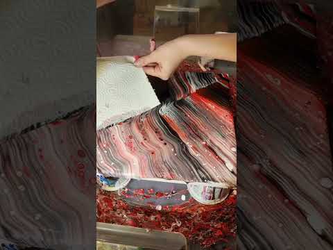 Acrylic paint pouring | swipe technique | Black, Red & White