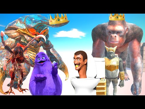 KING GORO, LARGE SKIBIDI TOILET & PRIMATES VS KING RANTHORN, GRIMCAE & ALIENS - ARBS