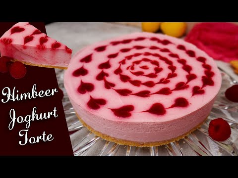 Himbeer Joghurt Torte ohne Backen | No Bake Mousse-Torte mit Herzchen ❤❤❤