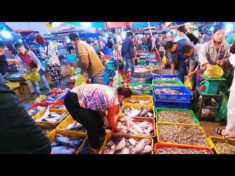 Amazing People Activities at Fish Market Scene in Early Morning - Fish, Vendors, Fish Market Scene