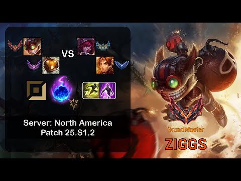 Ziggs APC + Bard vs Xayah + Leona - NA GrandMaster - Patch 25.S1.2