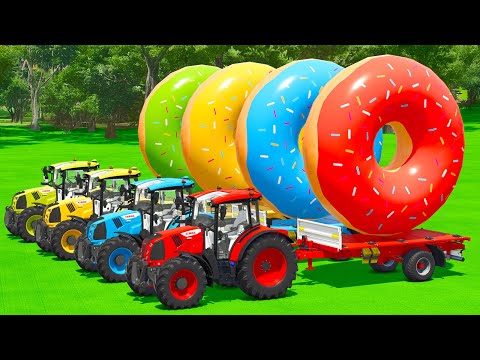 LOAD AND TRANSPORT GIANT DONUTS WITH CLAAS TRACTORS & FORKLIFTS - Farming Simulator 25