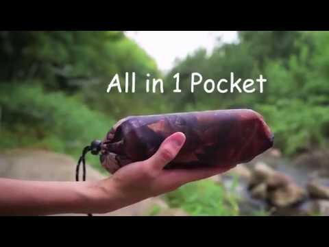 IPRee™ 220x145CM 3 In 1 Hiking Pocket Poncho Portable Rain Coat Waterproof Mat Sunshade