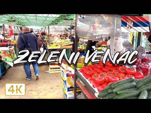 Healthy food on green market in ZELENI VENAC I Walking tour I 4K/60fps